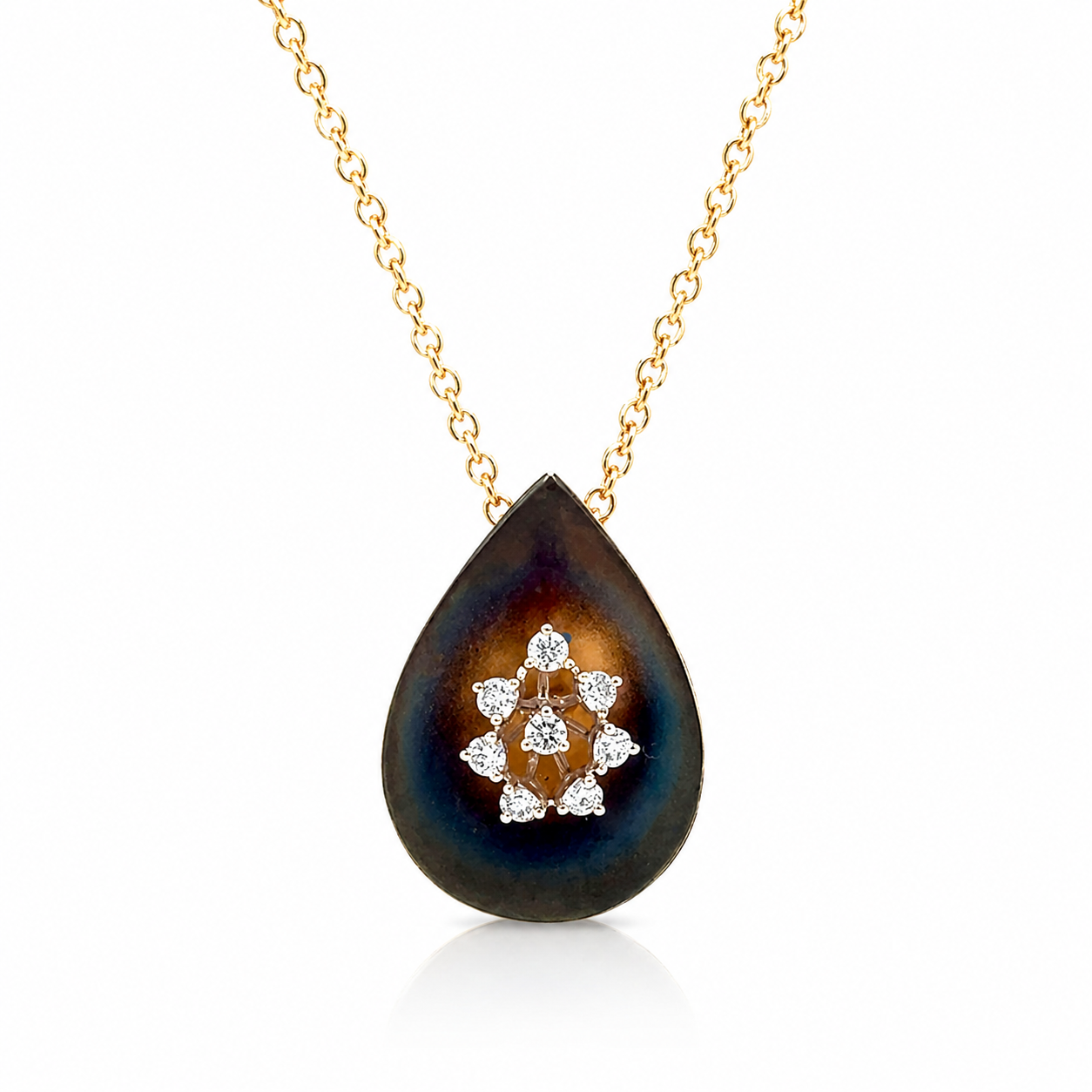 Natural Diamond Leaf Pendant 14KT Yellow Gold
