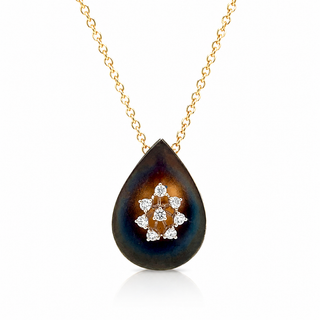 Natural Diamond Leaf Pendant 14KT Yellow Gold