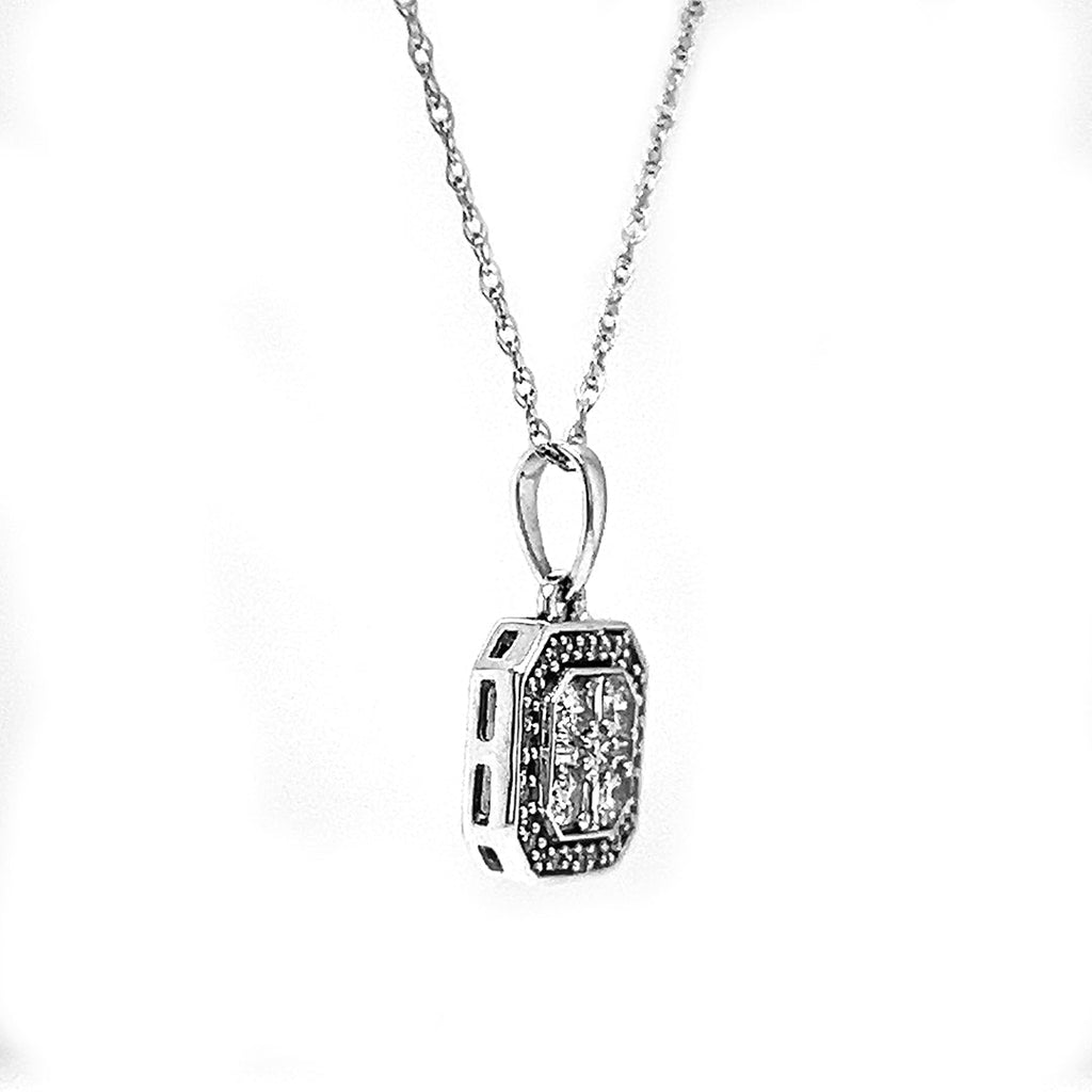 Natural Diamond Cocktail Illusion Pendant, in White Gold