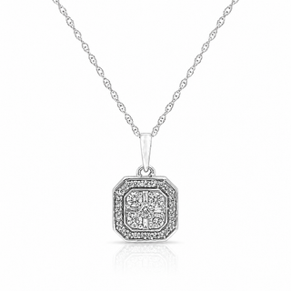 Natural Diamond Cocktail Illusion Pendant 10KT White Gold