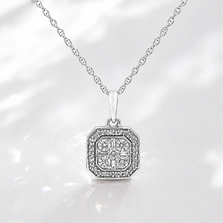 Natural Diamond Cocktail Illusion Pendant 10KT White Gold