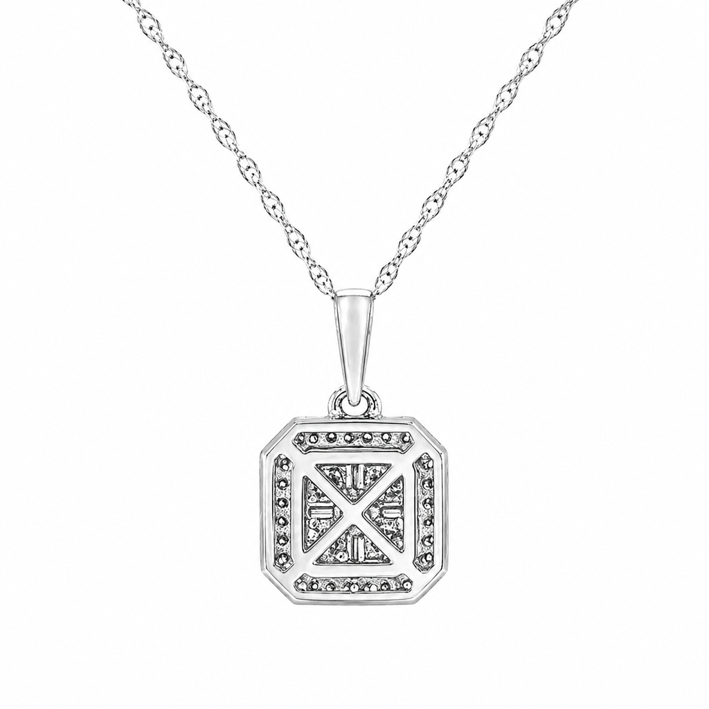Natural Diamond Cocktail Illusion Pendant 10KT White Gold