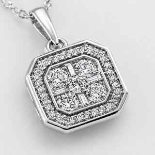 Natural Diamond Cocktail Illusion Pendant 10KT White Gold