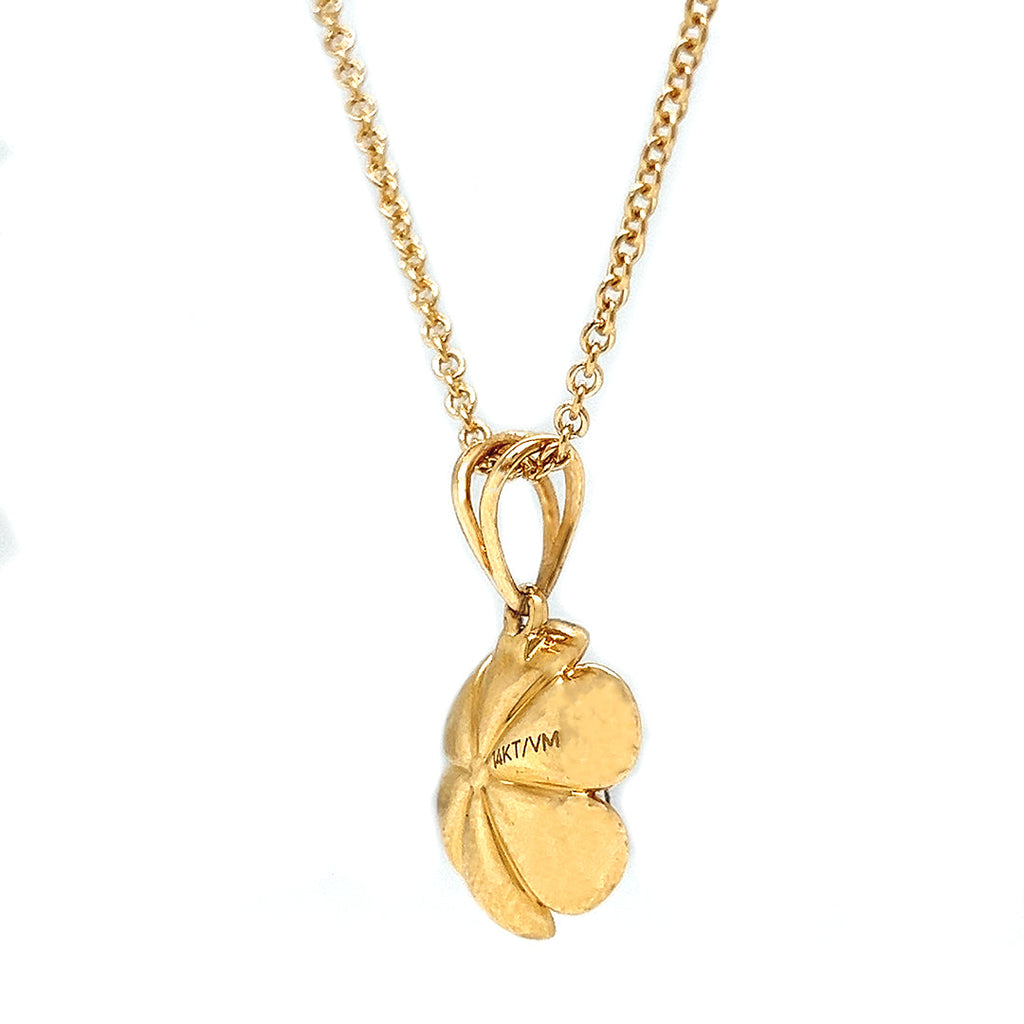 Natural Diamond Flower Fancy Pendant Necklace, in Yellow Gold