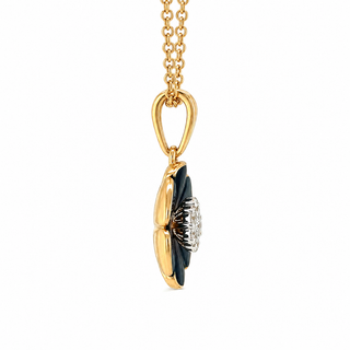 Natural Diamond Flower Fancy Pendant 14KT Yellow Gold