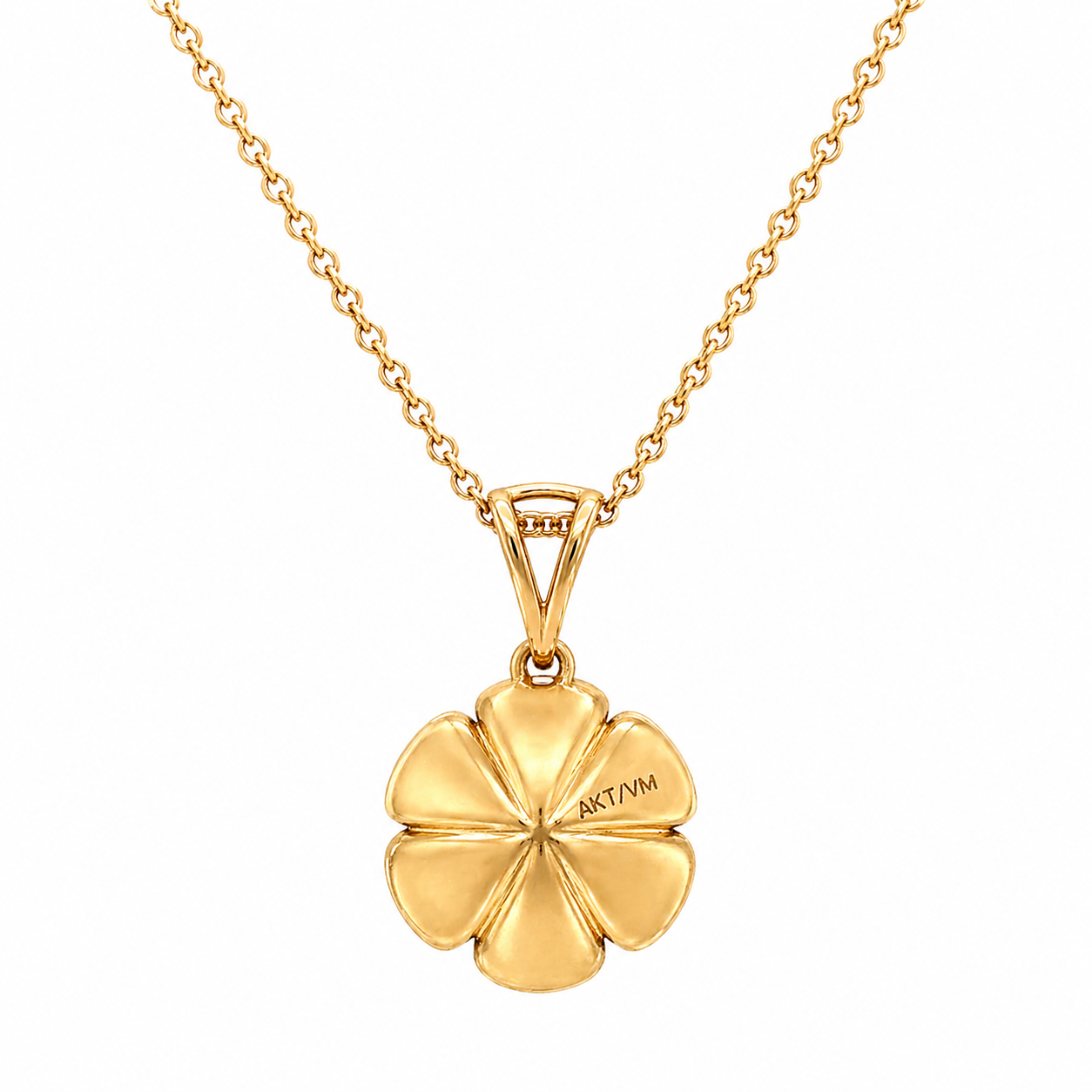 Natural Diamond Flower Fancy Pendant 14KT Yellow Gold