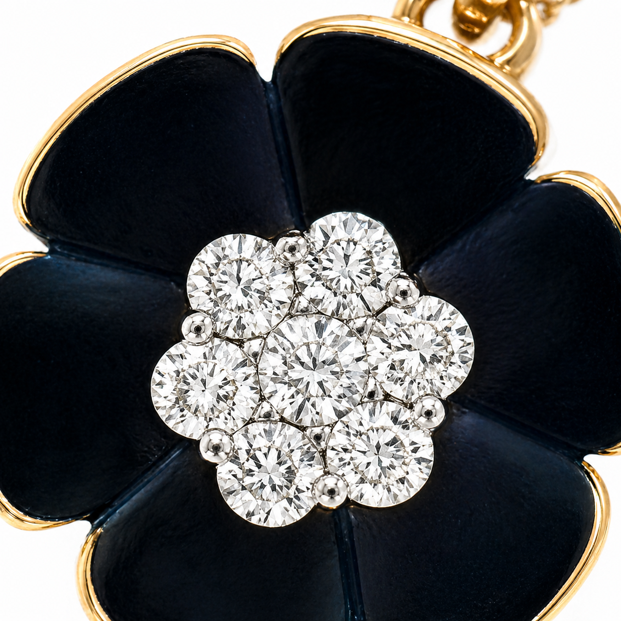 Natural Diamond Flower Fancy Pendant 14KT Yellow Gold