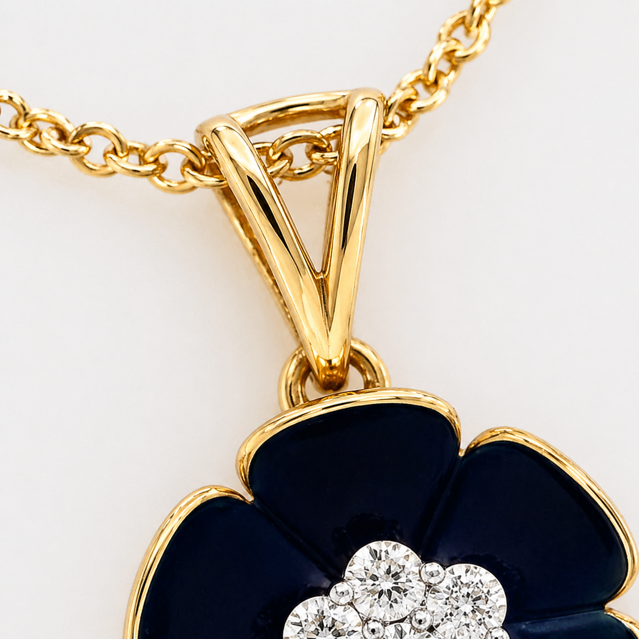 Natural Diamond Flower Fancy Pendant 14KT Yellow Gold