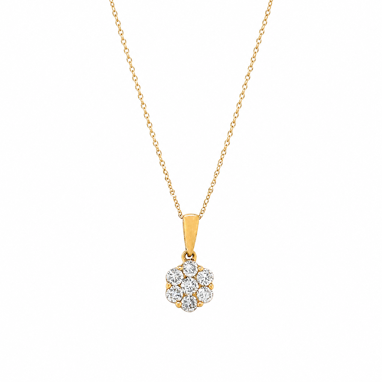 Natural Diamond Cluster Illusion Pendant 14KT Yellow Gold