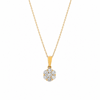 Natural Diamond Cluster Illusion Pendant 14KT Yellow Gold