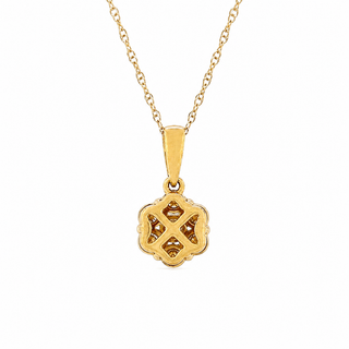 Natural Diamond Cluster Illusion Pendant 14KT Yellow Gold