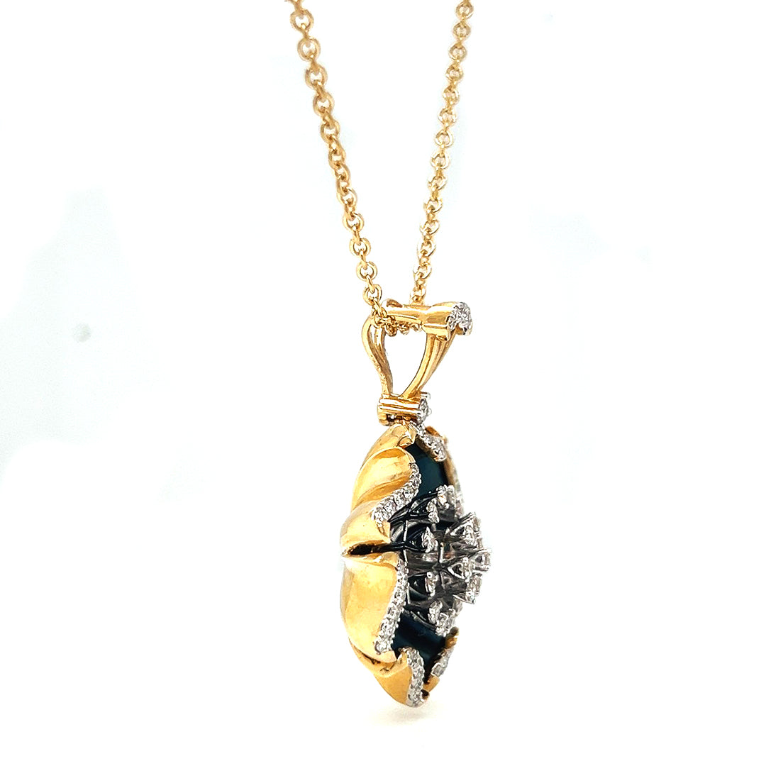 Natural Diamond Floral Cocktail Pendant Necklace, in Yellow Gold