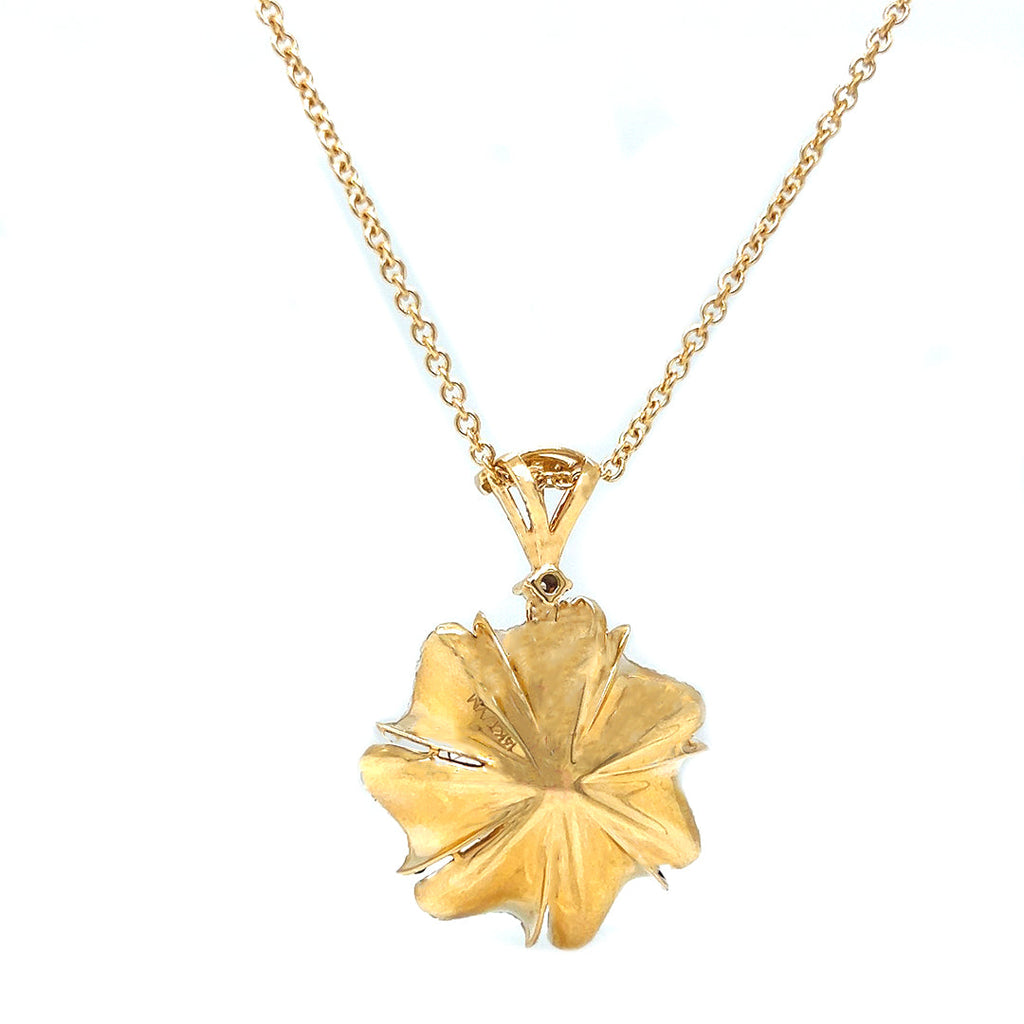 Natural Diamond Floral Cocktail Pendant Necklace, in Yellow Gold