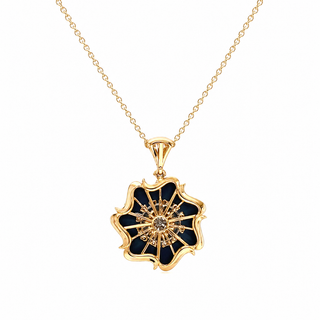 Natural Diamond Floral Cocktail Pendant 14KT Yellow Gold