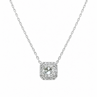 Natural Diamond Halo Pendant 18KT White Gold