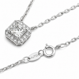 Natural Diamond Halo Pendant 18KT White Gold