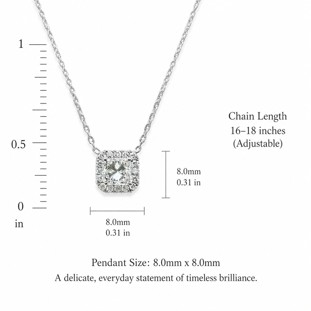 Natural Diamond Halo Pendant 18KT White Gold