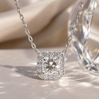 Natural Diamond Halo Pendant 18KT White Gold