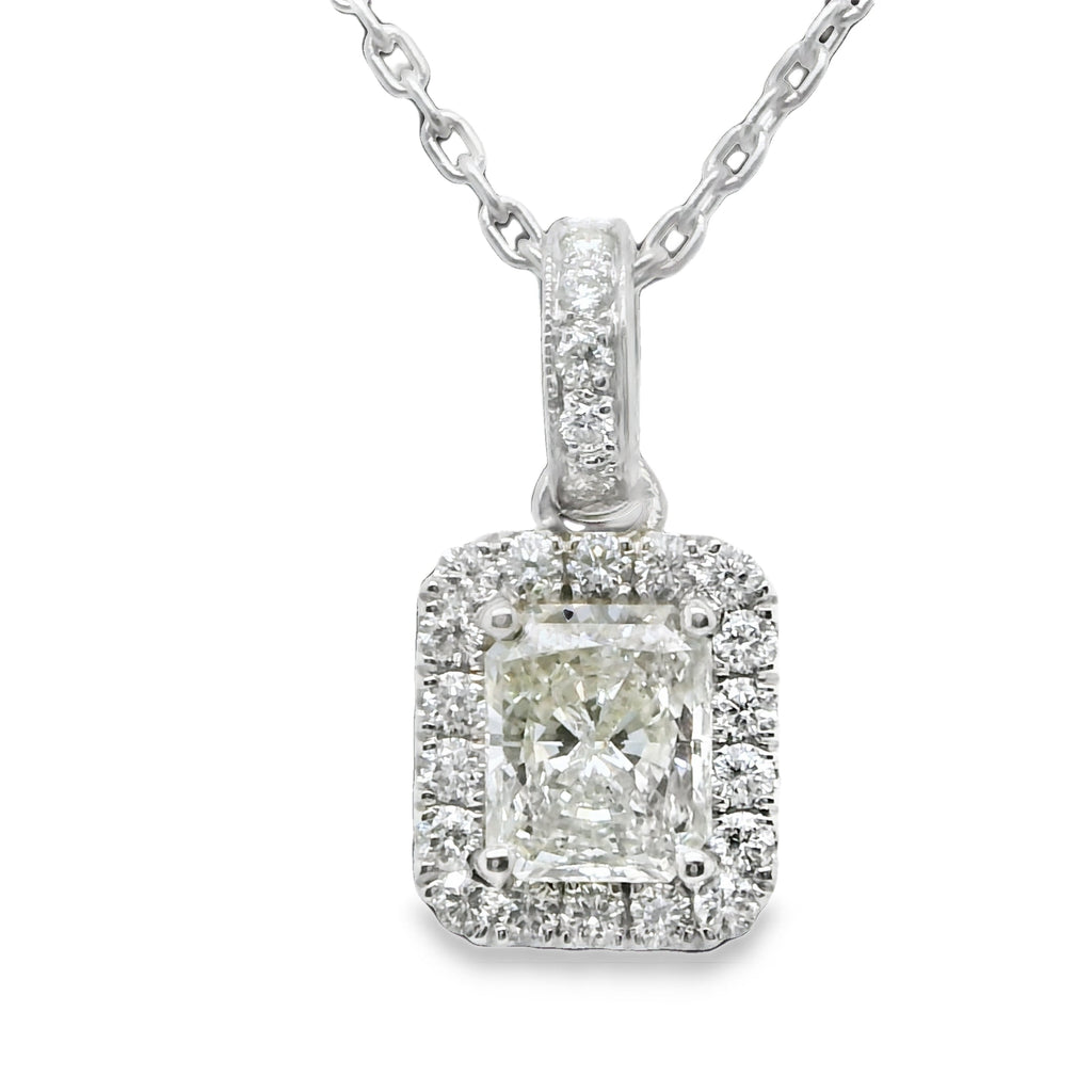 1.40 ct.t.w. Natural Diamond Halo Pendant Necklace, in White Gold & Platinum