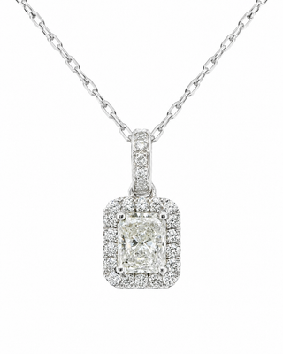 Natural Diamond Halo Pendant 18KT White Gold