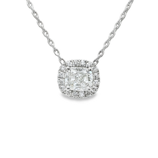 Natural Diamond Halo Pendant 18KT White Gold