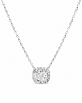 Natural Diamond Halo Pendant 18KT White Gold
