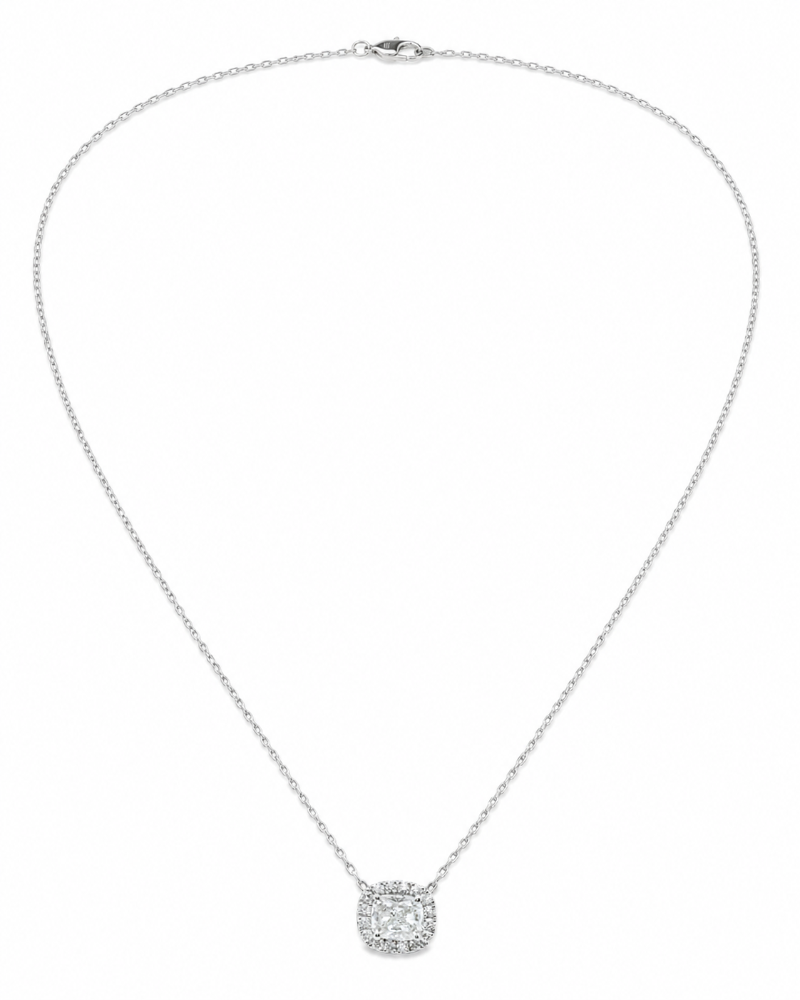 Natural Diamond Halo Pendant 18KT White Gold