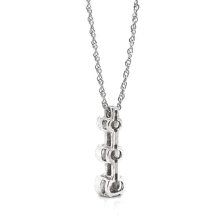 Natural Mined Round Diamond Three Stone Pendant Half Bezel Necklace White Gold
