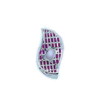 Natural Mined Ruby Sapphire Semi-Mount Pendant White Gold