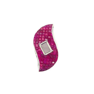 Natural Mined Ruby Sapphire Semi-Mount Pendant White Gold