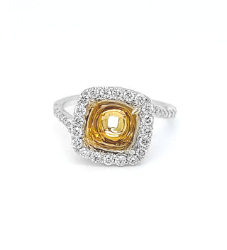 Semi-Mount with Natural Round Diamond Halo Ring, in White Gold