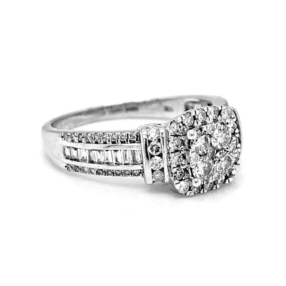 Natural Diamonds with Illusion Setting Cocktail Ring, in White Gold