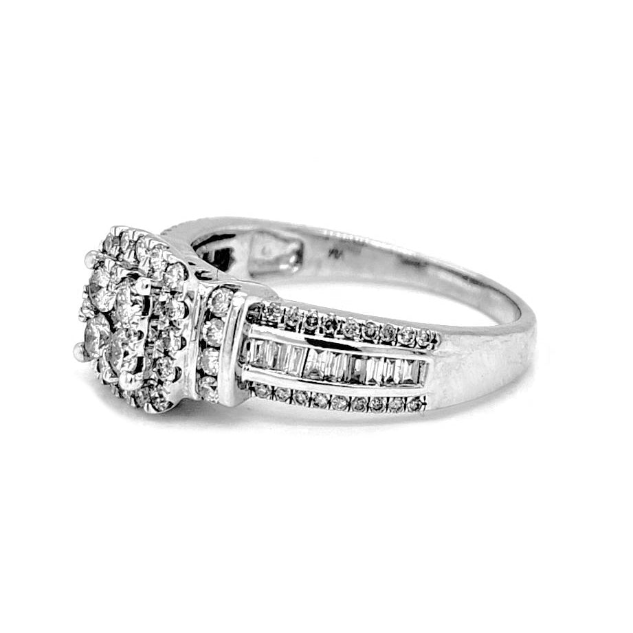 Natural Diamonds with Illusion Setting Cocktail Ring, in White Gold