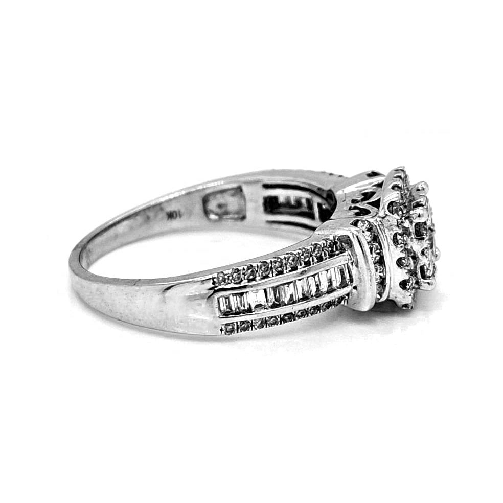 Natural Diamonds with Illusion Setting Cocktail Ring, in White Gold