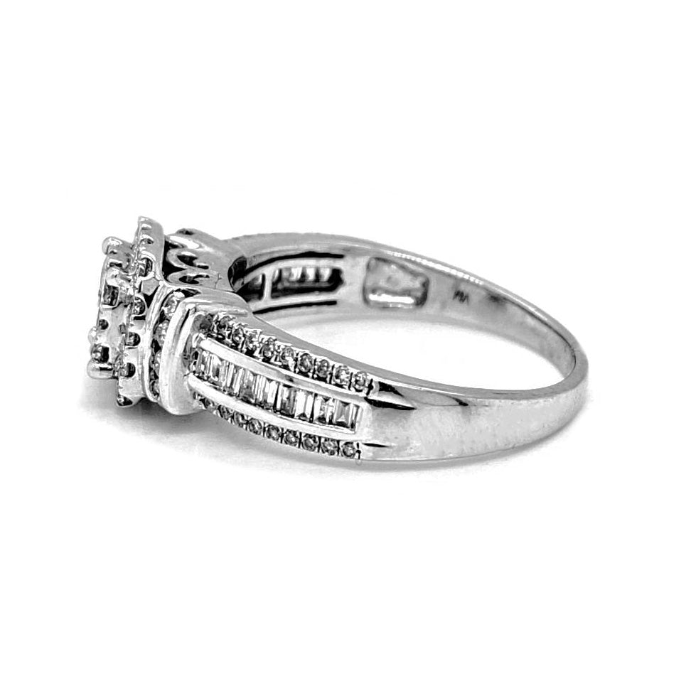 Natural Diamonds with Illusion Setting Cocktail Ring, in White Gold