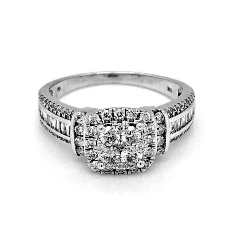 Natural Diamonds with Illusion Setting Cocktail Ring, in White Gold