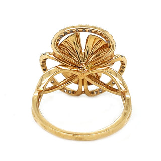 Natural Round Diamond Flower Petal Cocktail Ring, in Yellow Gold