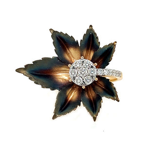 Natural Diamond Fancy Flower Cocktail Ring, in White Gold