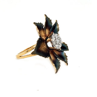 Natural Diamond Fancy Flower Cocktail Ring, in White Gold