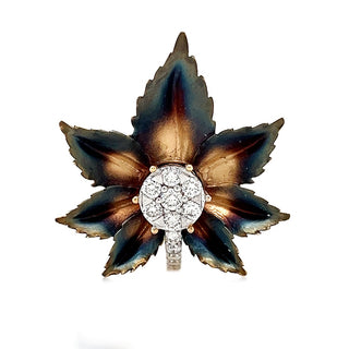 Natural Diamond Fancy Flower Cocktail Ring, in White Gold