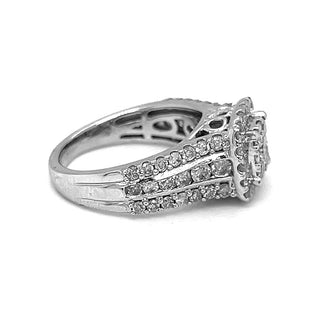 Natural Diamond Illusion set Cocktail Bridal Ring, in White Gold