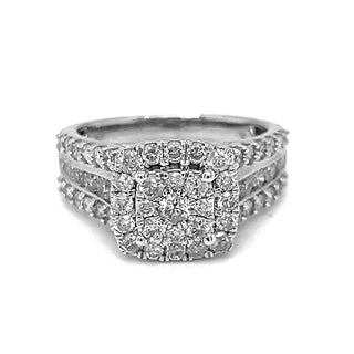 Natural Diamond Illusion set Cocktail Bridal Ring, in White Gold