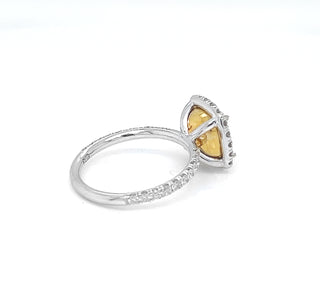 Natural Mined Round Diamond Halo Semi-Mount Fits 7.8 x 7.7 mm Ring Two Tone Gold