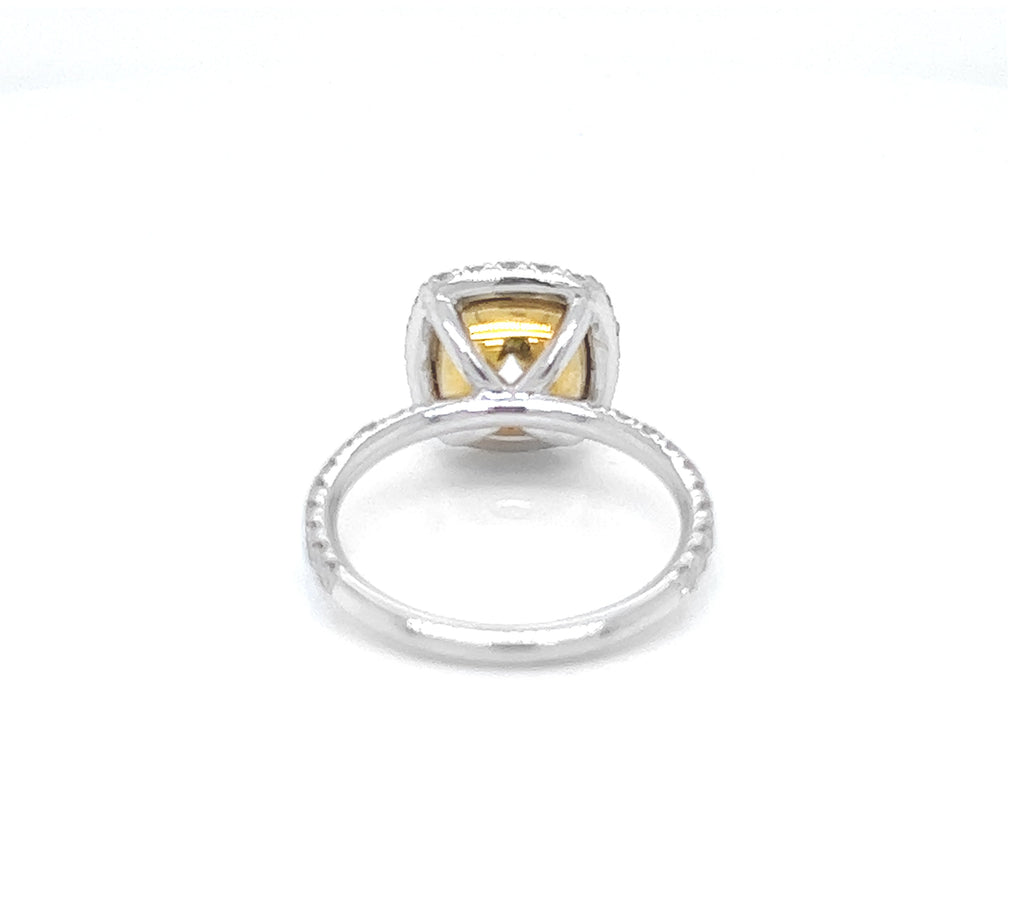 Semi-Mount Fits 7.8 x 7.7 mm with Natural Diamond Halo Ring, in Two Tone Gold