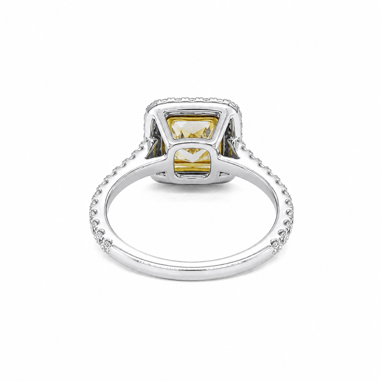 Natural Radiant Cut Fancy Yellow Diamond GIA Certified Halo Ring 18KT White Gold Ring