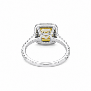 Natural Radiant Cut Fancy Yellow Diamond GIA Certified Halo Ring 18KT White Gold Ring