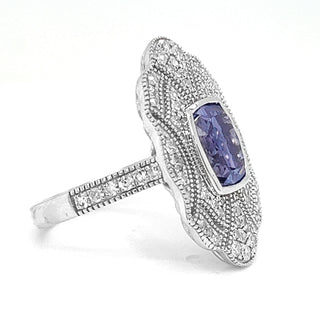 Natural Mined Tanzanite and Diamond Cocktail Ring White Gold