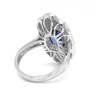 Natural Mined Tanzanite and Diamond Cocktail Ring White Gold