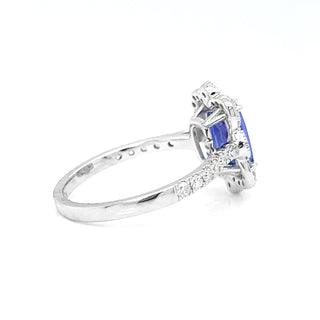 Natural Mined Tanzanite and Diamond Art Deco Cocktail Ring White Gold