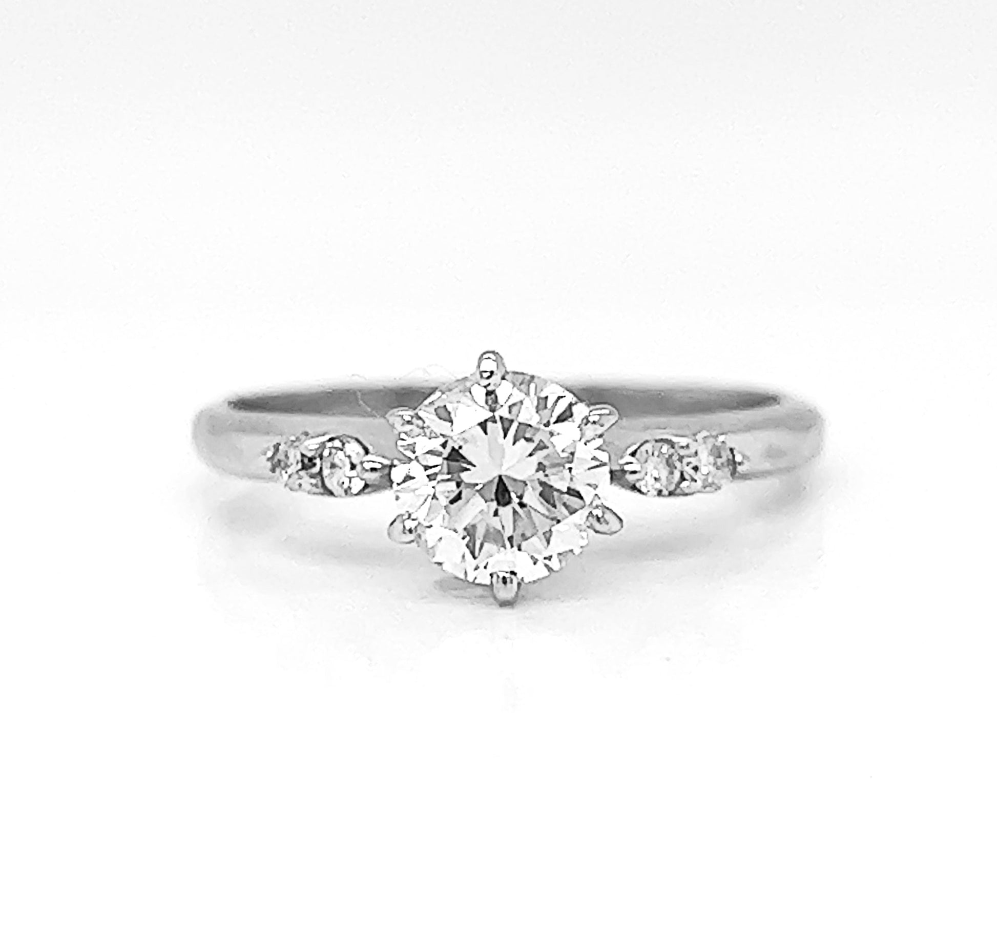 Natural Round Diamond Bridal Ring White Gold - Pre-owned